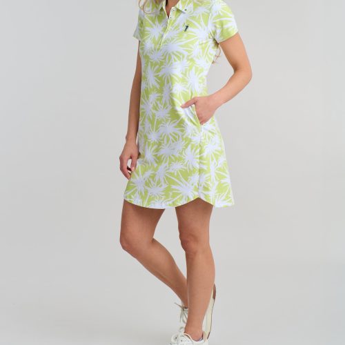 WilliamMurrayGolf Womens PoloDress Palmer 015 803 003 Lime On Figure Front2