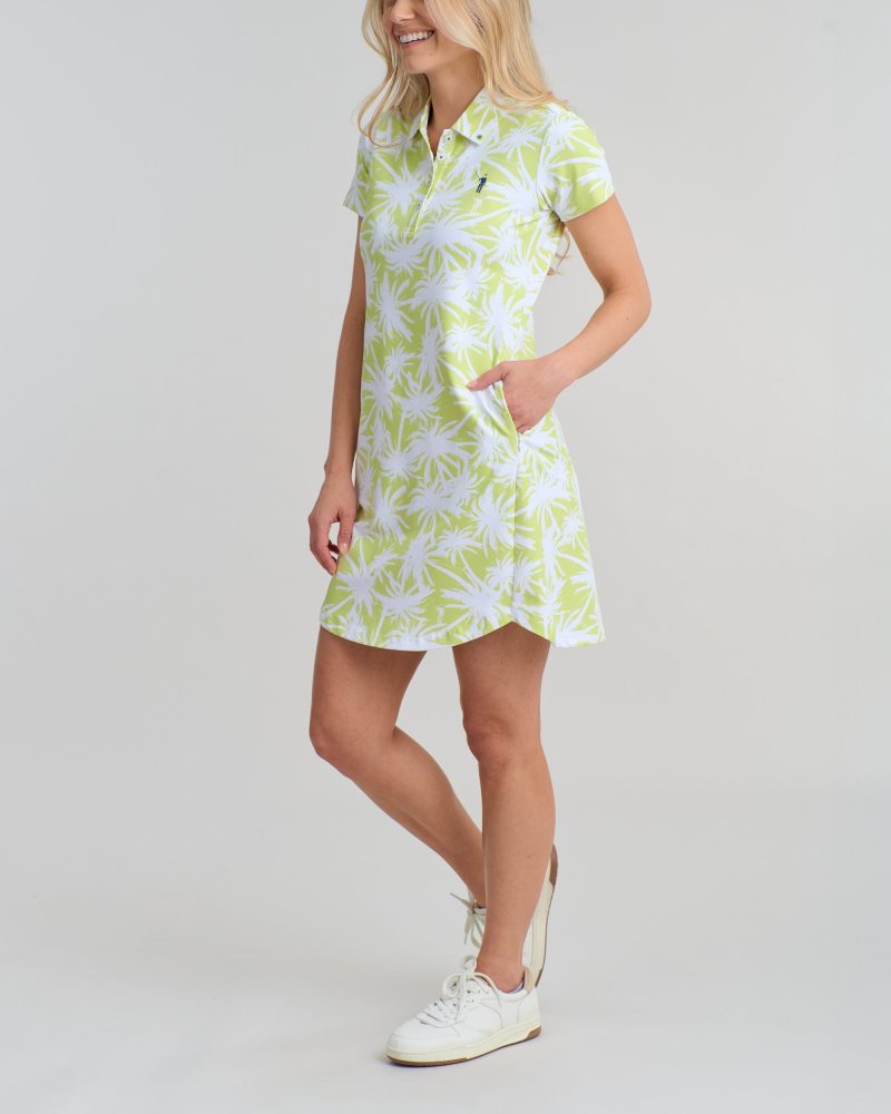 WilliamMurrayGolf Womens PoloDress Palmer 015 803 003 Lime On Figure Front2