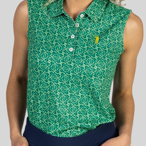 WilliamMurrayGolf Womens SleevelessPolo KnottyByNature 248 824 003 Green On Figure Front