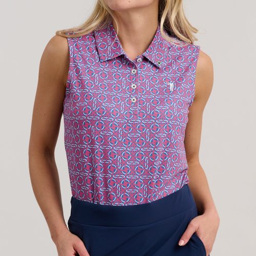 WilliamMurrayGolf Womens SleevelessPolo KnottyByNature 256 824 003 AntiqueRed On Figure Front2