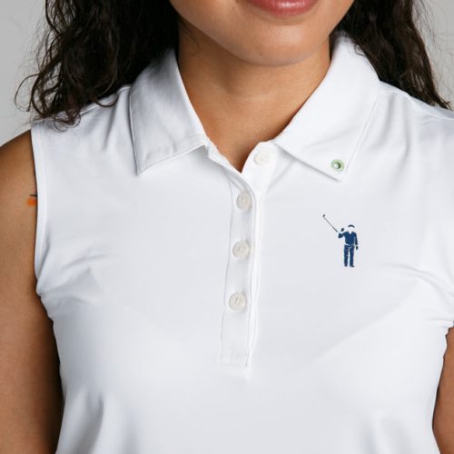 WilliamMurrayGolf Womens SleevelessPolo MurrayClassic 001 801 003 White On Figure Chest